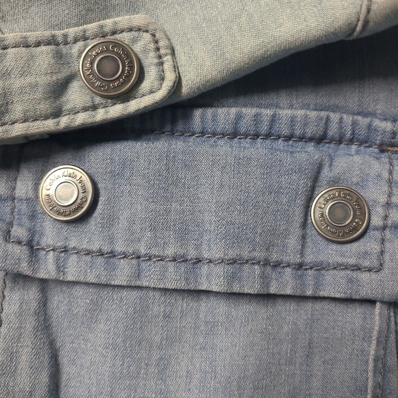 CALVIN KLEIN JEANS Sleeveless Denim Romper w Pockets & Drawstring Waistline - Picture 14 of 16